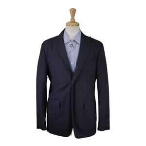 Paoloni Navy Blue Thin Striped Peak Lapel Unstructured Blazer Jacket 42R